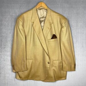Bespoke Blazer Mens 46 Gold Herringbone Sport Coat Sartorial Academia Tailored